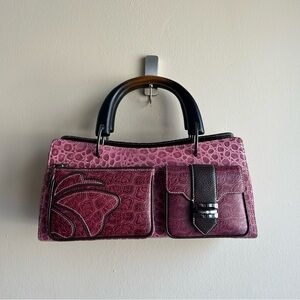 Elegant Pink Croc-fur Handbag